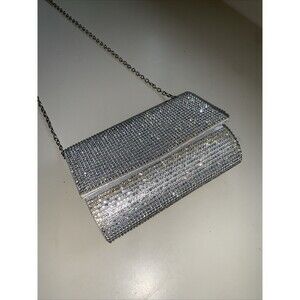 Windsor Women’s 7” Bedazzled Bling Clutch Purse with Crossbody Chain - EUC